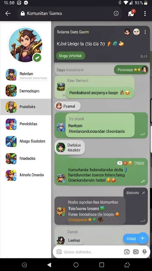 Screenshot menampilkan interaksi sosial antara pemain dalam game.