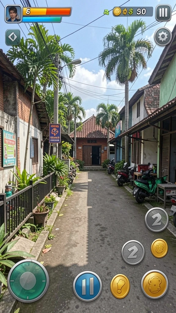 Tangkapan layar karakter utama yang siap bertempur.