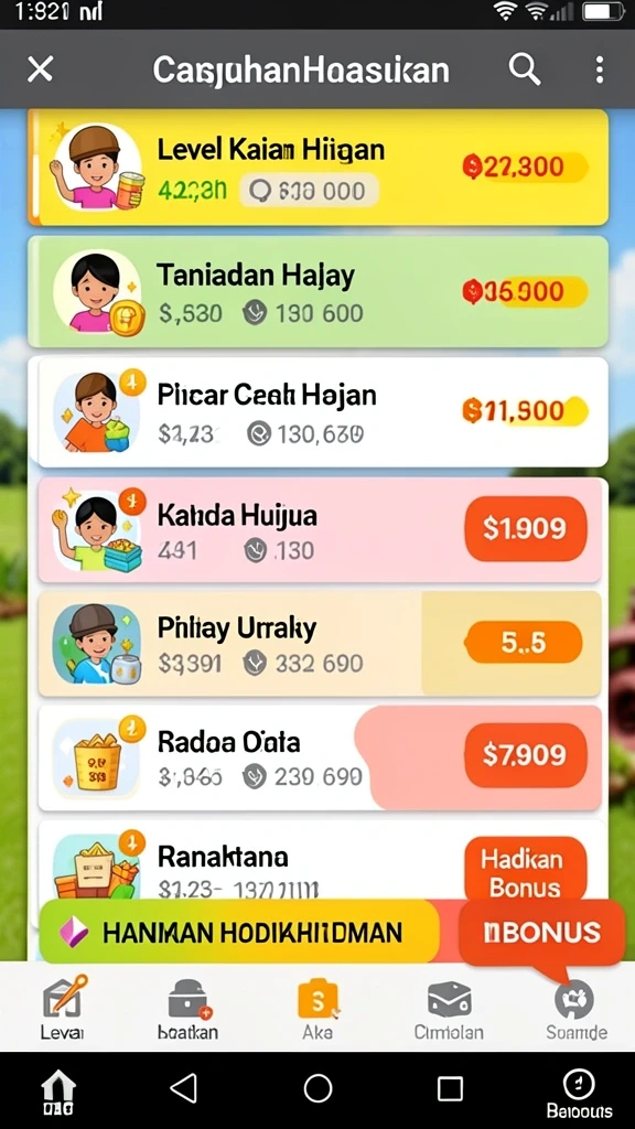 Level bonus yang menantang dan menarik.